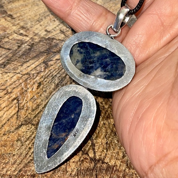 Blue & White Navy Sodalite Pendant 3” - Picture 13 of 13